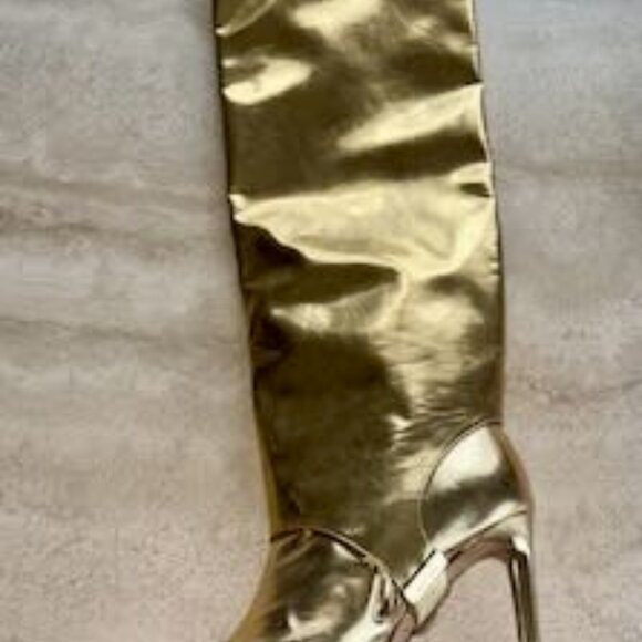 Jimmy Choo Gold Patent Leather "Hurley" Boots w/ Detachable shaft Sz 10 40 Euro - Picture 6 of 6